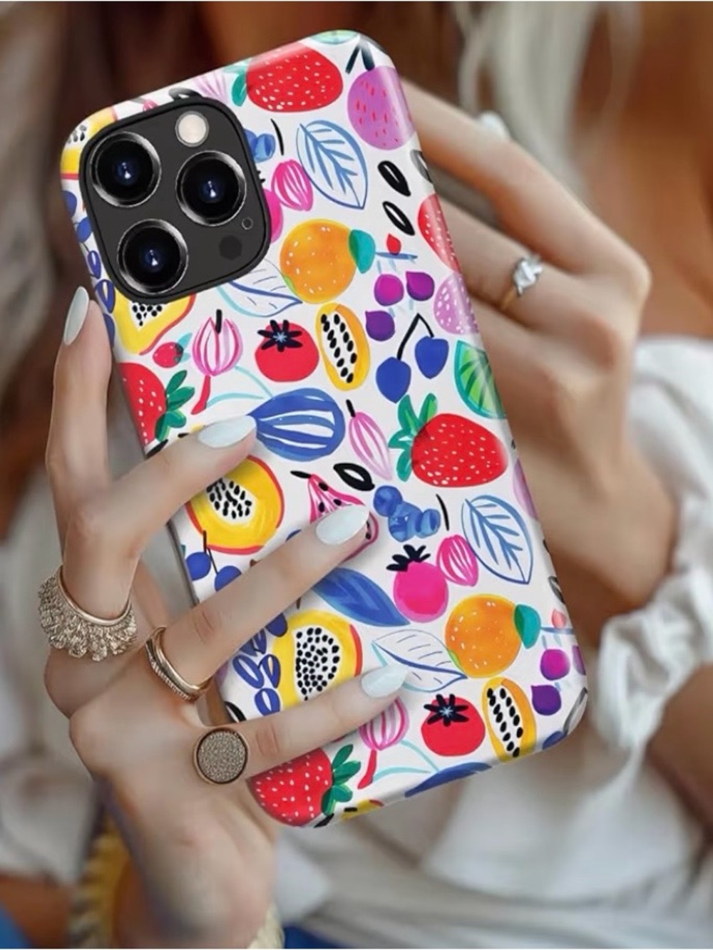 Fruity Delight iPhone 16 Pro Case Cute Hard Shell + Silicone Cover Protective
